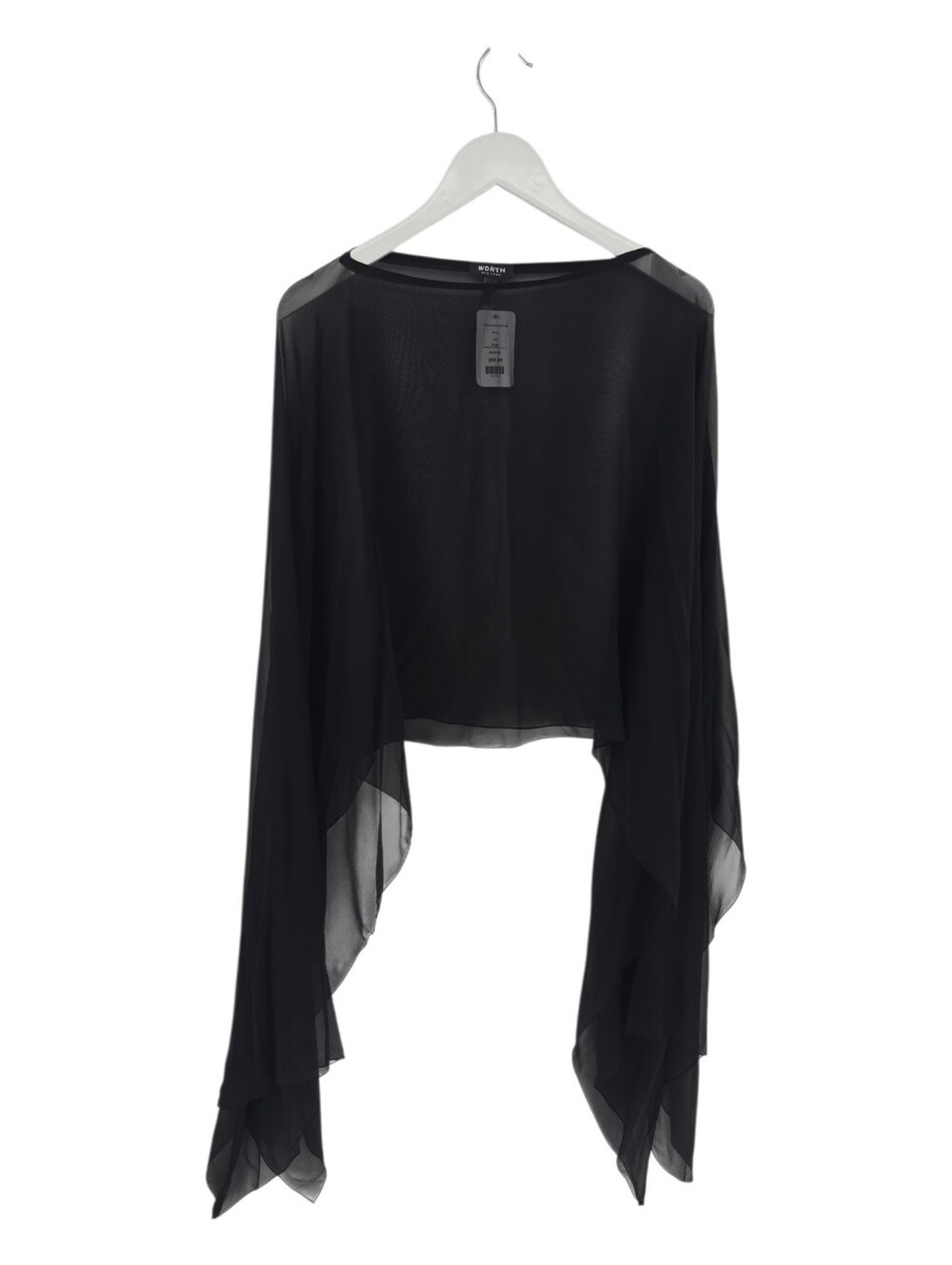 Worth NWT Black 100% Silk Cape Poncho Swim Cover One Size Sheer Retail $98
